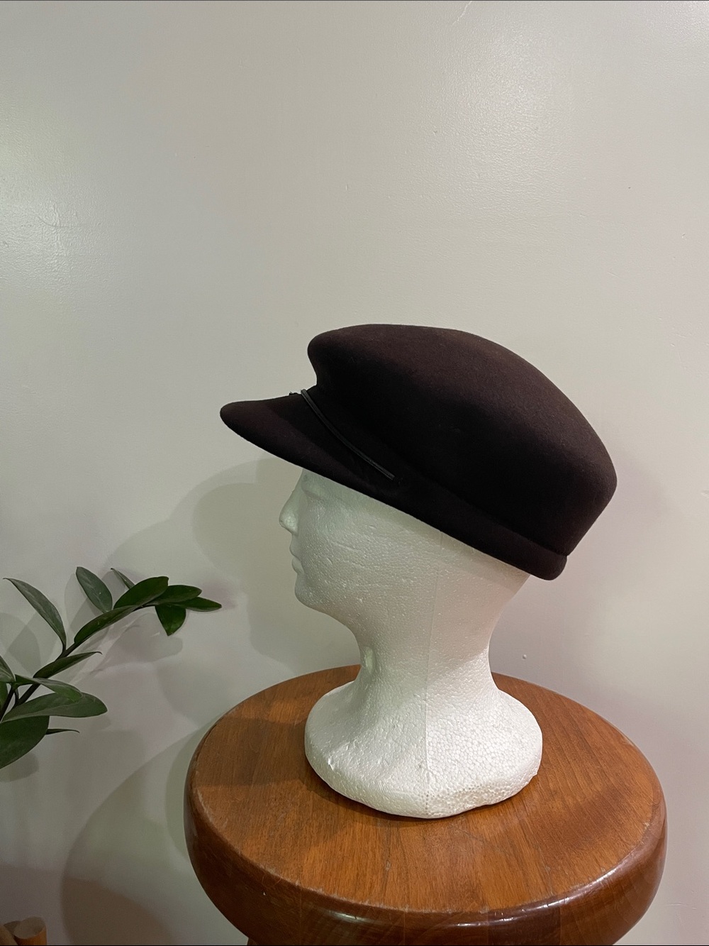 Chocolate Brown 100% Wool Baker Boy Newsboy Hat One Size - Picture 2 of 7